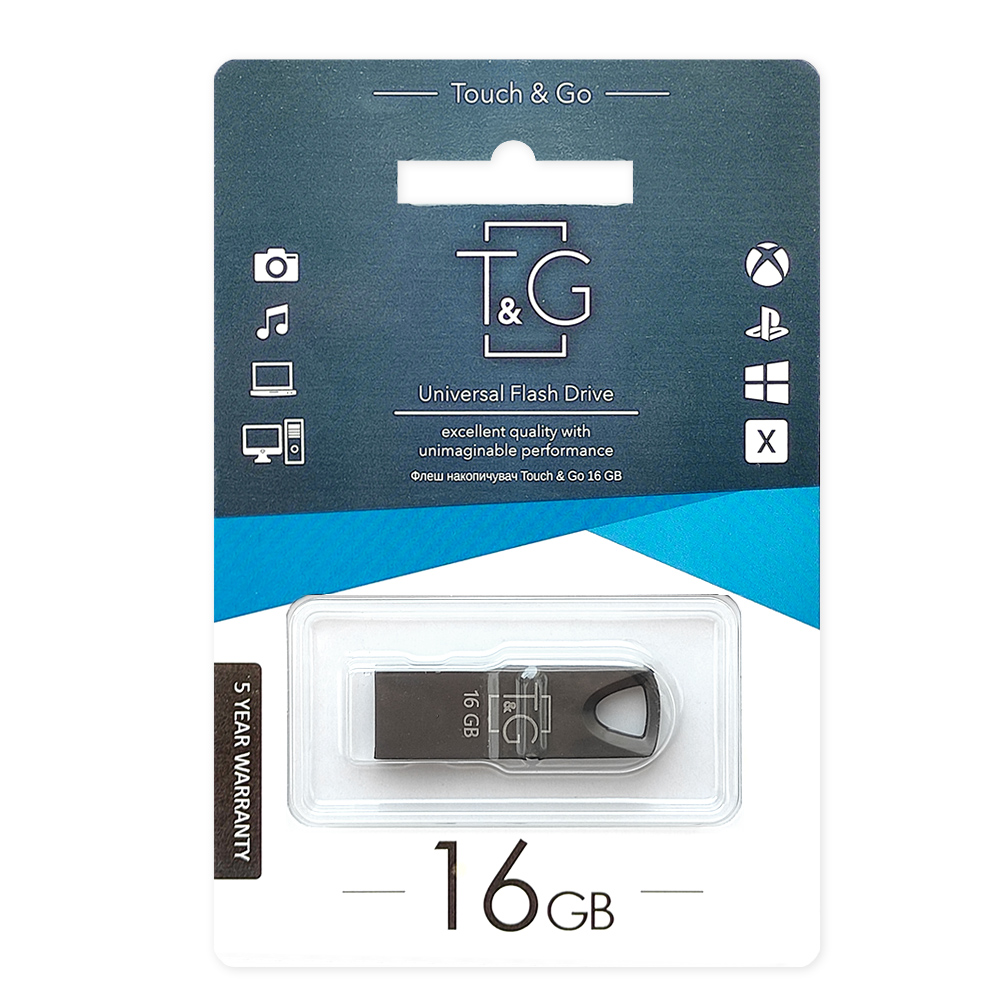 Флеш-накопичувач USB 16GB T&G 117 Metal Series Black (TG117BK-16G)